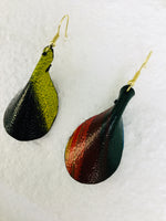 Afro Pedal Leather Hook Earrings