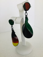 Afro Pedal Leather Post Earrings