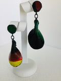 Afro Pedal Leather Post Earrings