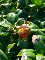 Amber Lamp-work Wire Wrapped Ring